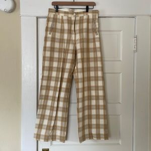 Sézane Yellow Ocre Plaid Martin Pants